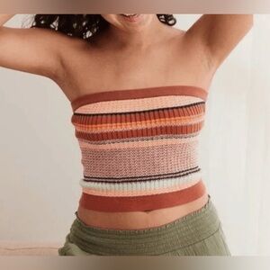 Aerie Rust Multicolor Knit Striped Tube Top M
